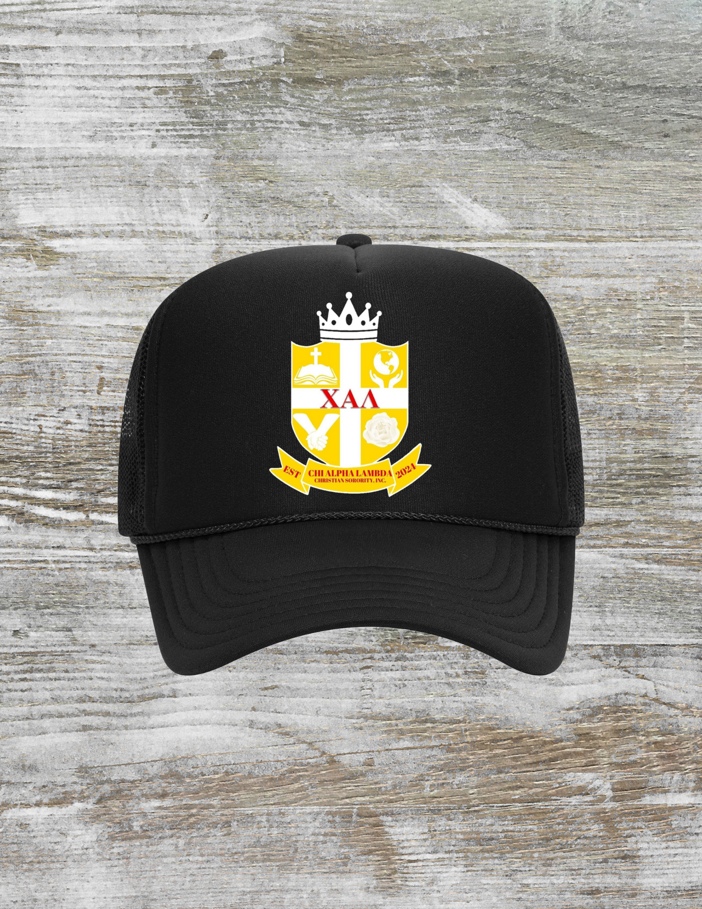 Chi Alpha Lambda Letter Hat Black