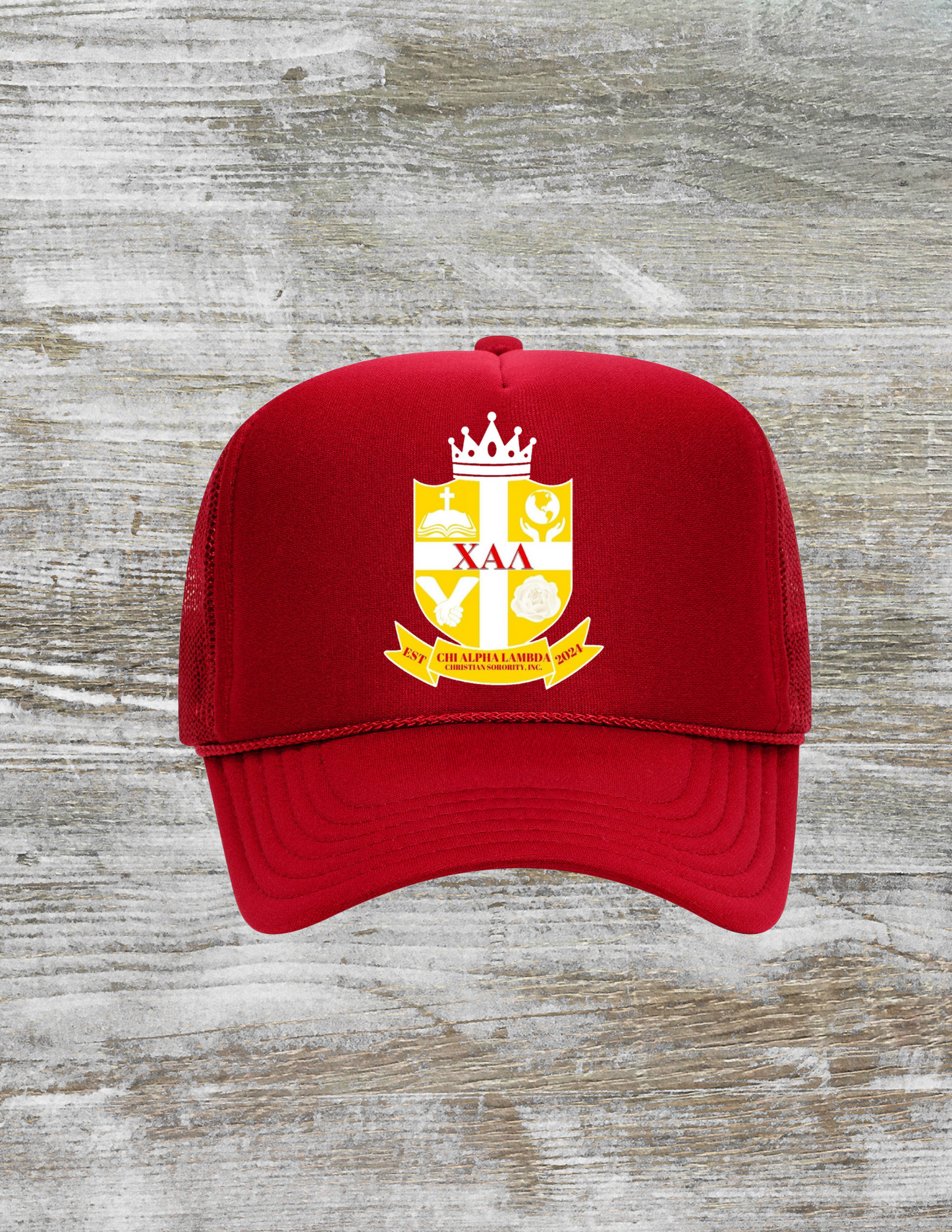 Chi Alpha Lambda Letter Hat Red