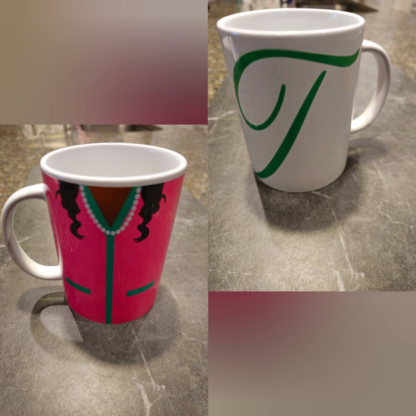 Pink and Green with pearls  Customize it with your initial!