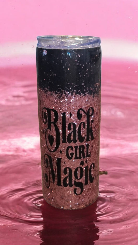 Black Girl Magic 22 oz tumbler with lid and metal straw