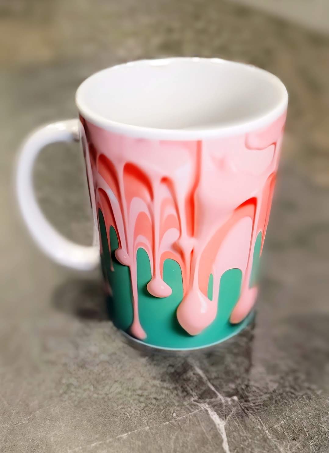 Pink and Green 3D Paint Mug