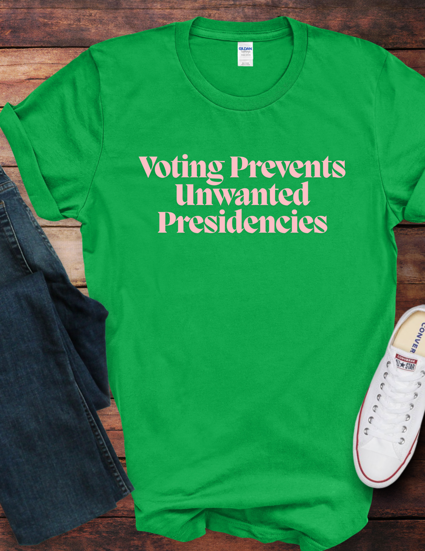 Voting Prevents Unwanted Presidencies Green Short Sleeve t-shirt